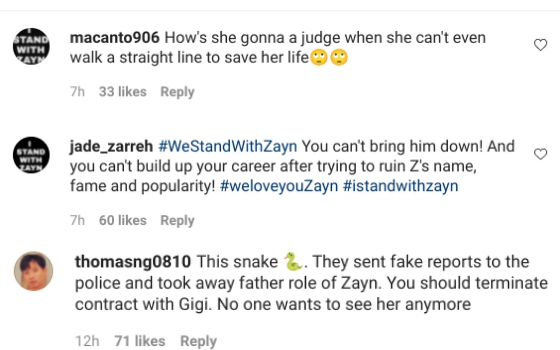 Most are siding with Zayn Malik (Instagram screenshot)