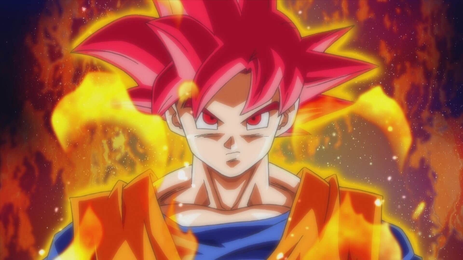 Goku in his base Super Saiyan God form: Although foundational for his growth throughout Super, SSG is not what is Goku's strongest form as of 2021 (Image via Toei Animation)
