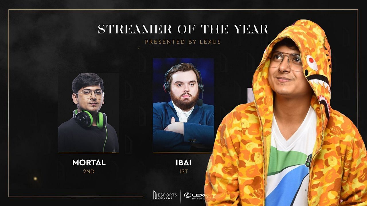 Mortal ranks second in Streamer of the Year at The Esports Awards 2021 (Image via Esports Awards)