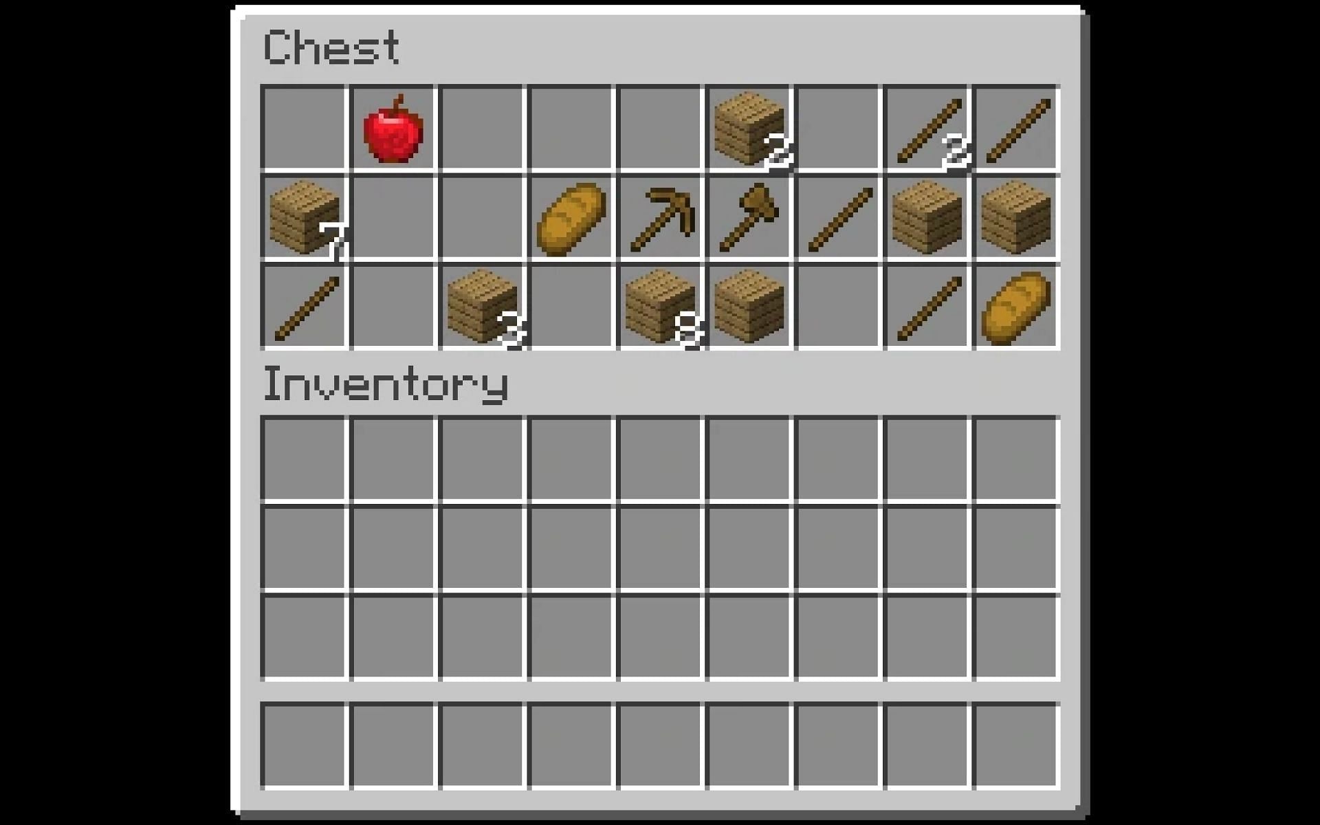 An inventory of a chest&#039;s inventory in-game. (Image via Minecraft)