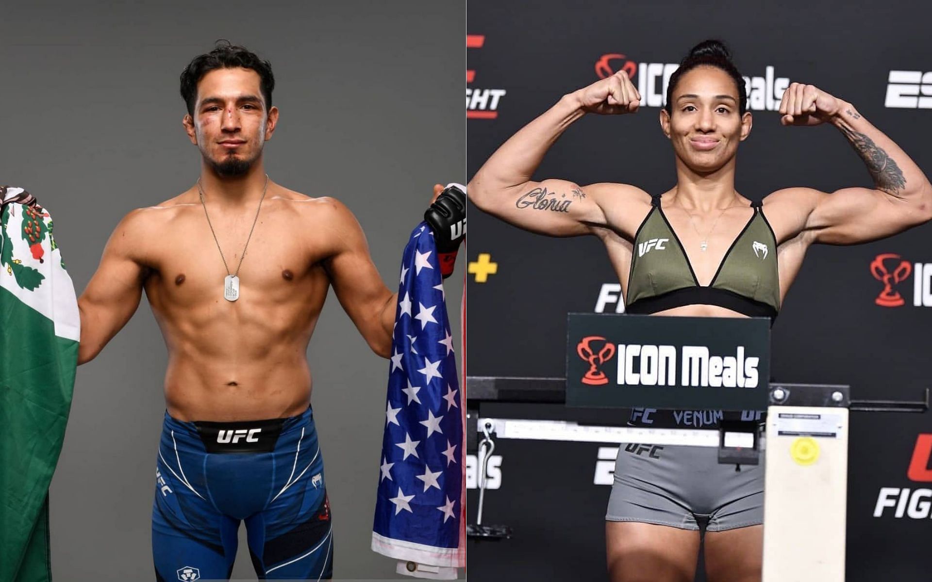 Adrian Yanez, Davey Grant and Talia Santos won a $50,000 bonus at UFC Fight Night: Vieira vs Tate [Image credits: @adrianyanez93 and @taliasantos.ufc on Instagram]