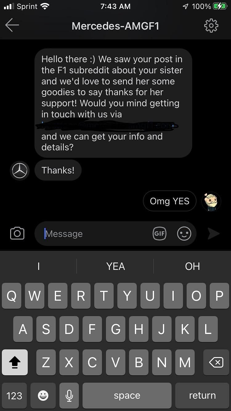 Mercedes reached out to an F1 fan who wrote heartwarming story about his sister&#039;s reaction to Lewis Hamilton&#039;s win in Brazil. (Photo courtesy- reddit user u/blender_defender)