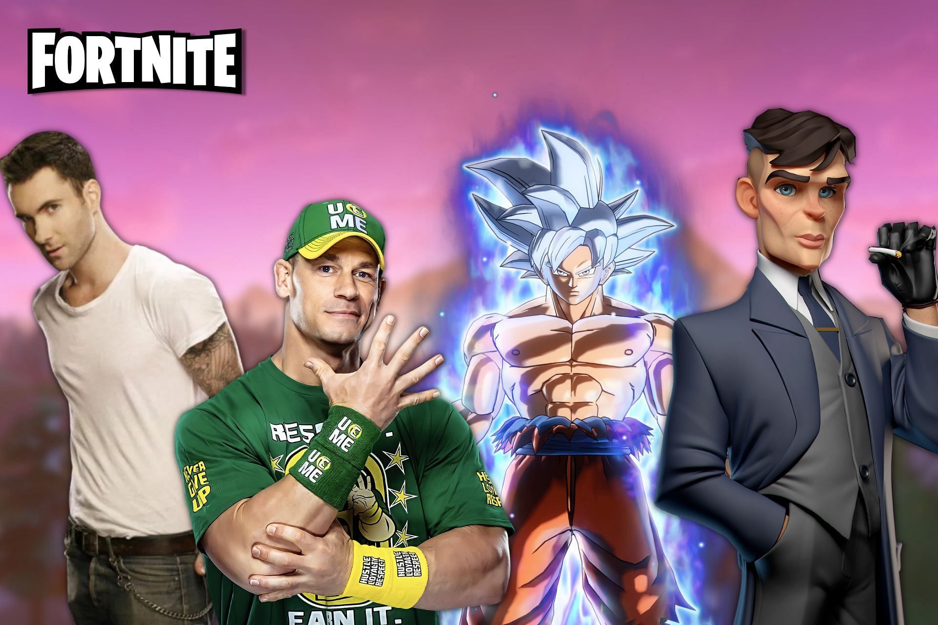 Upcoming Fortnite collaborations with WWE, Maroon 5, Goku, and Peaky Blinders (Image via Sportskeeda)