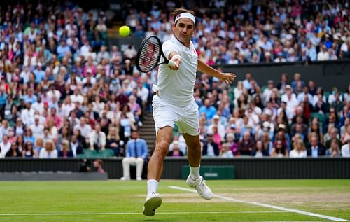 Roger Federer during Wimbledon 2021