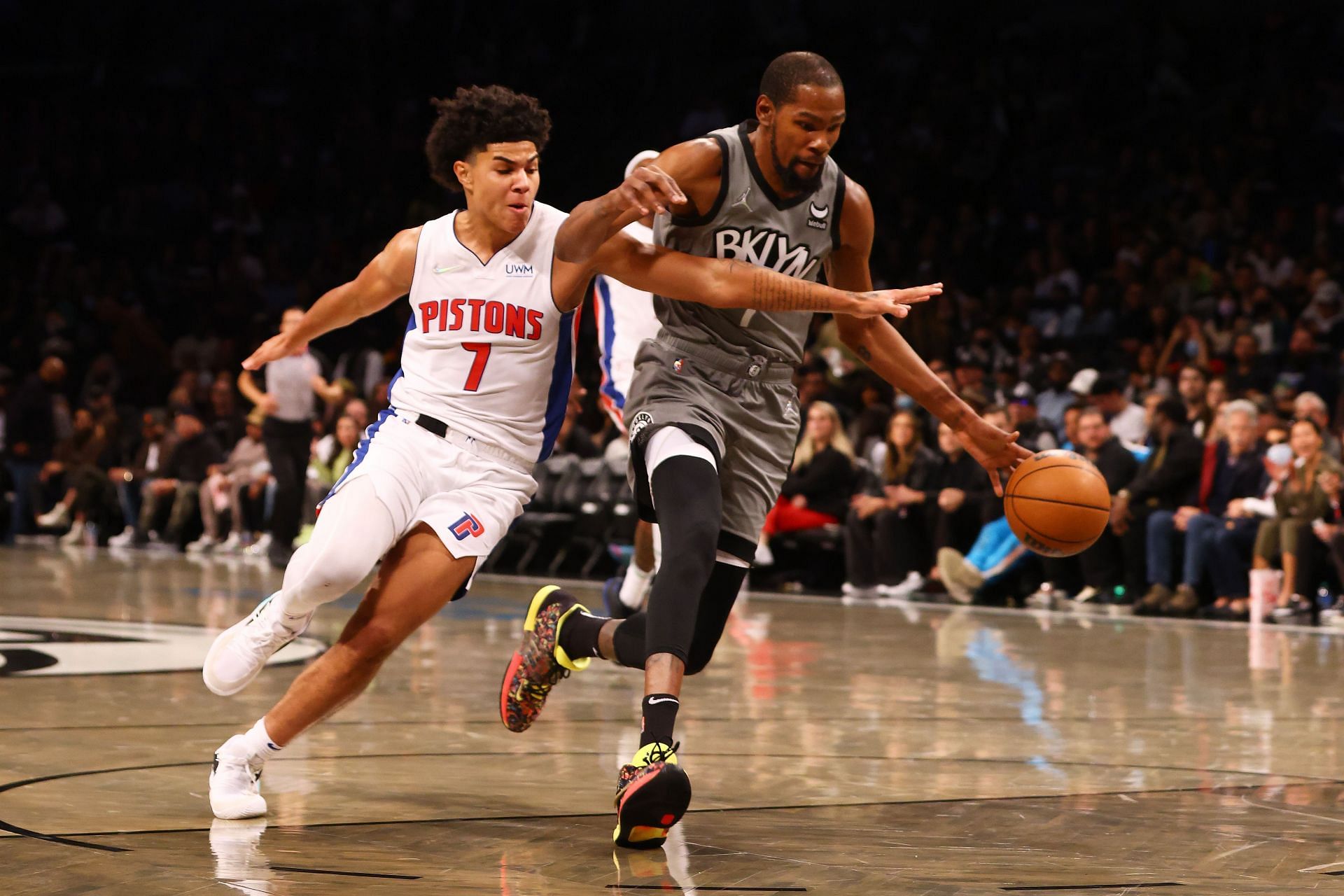 Kevin Durant looks to score for the Brooklyn Nets.