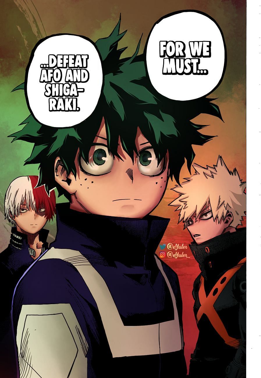 Deku, Bakugou, and Todoroki (image credit: Viz, color: eYuler)