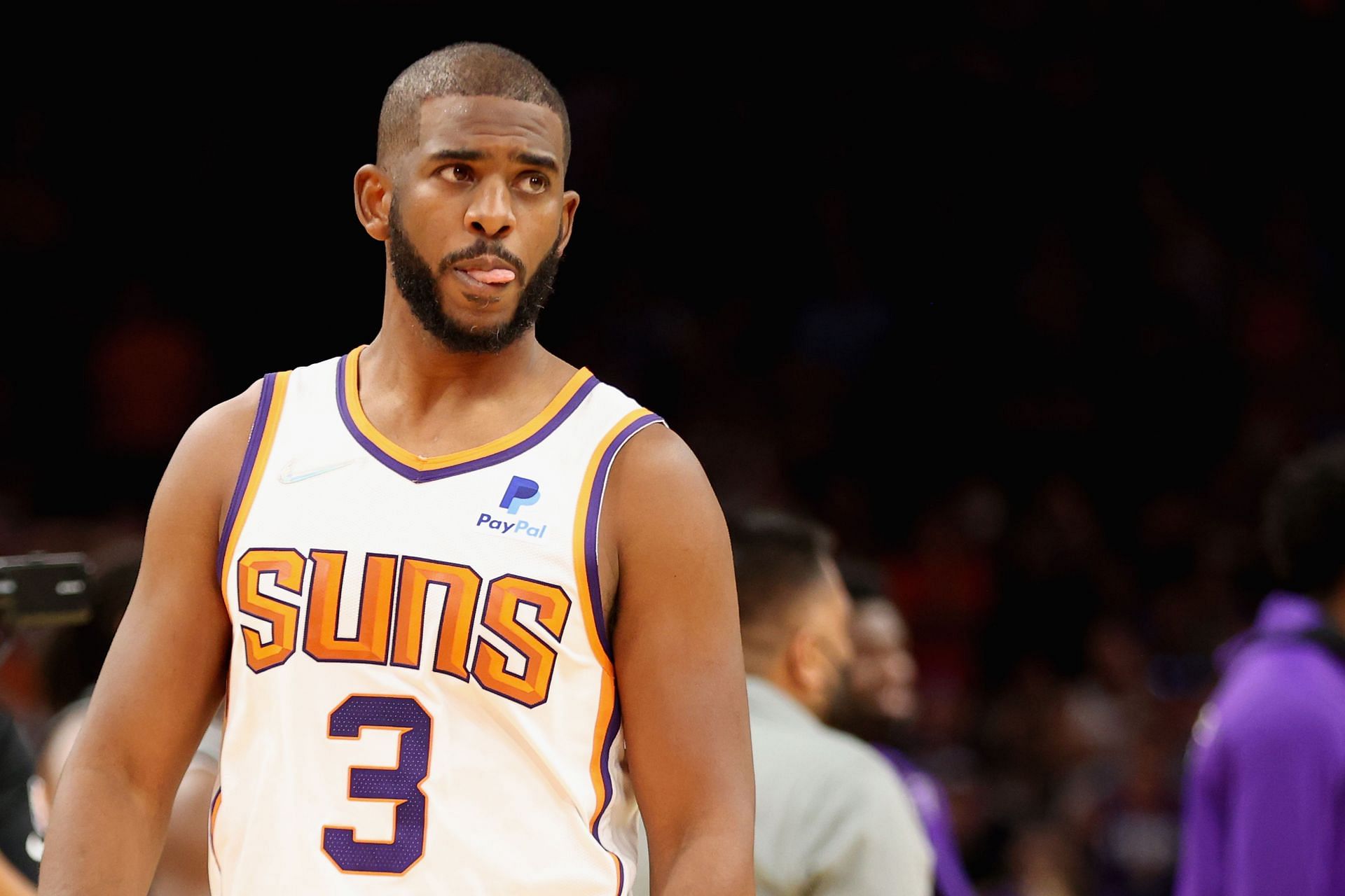 Chris Paul looks on during a Phoenix Suns game.