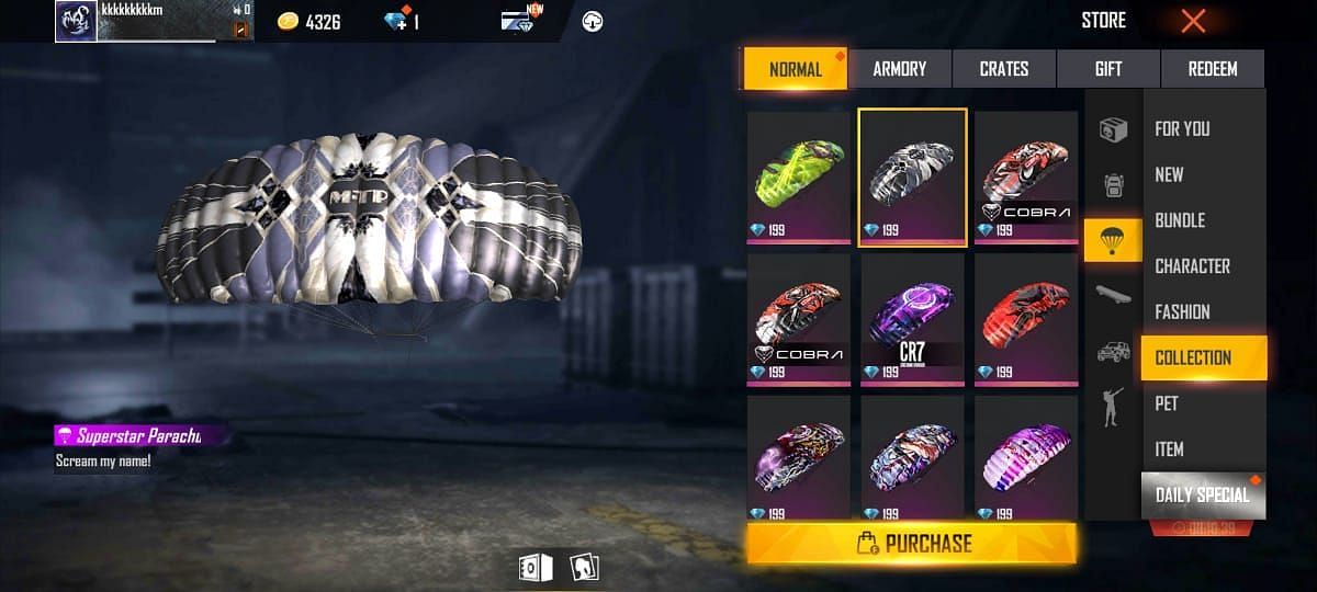 Superstar Parachute skin (Image via Free Fire Max)