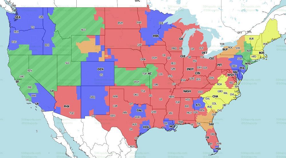 CBS Coverage Map for the games of Week 9