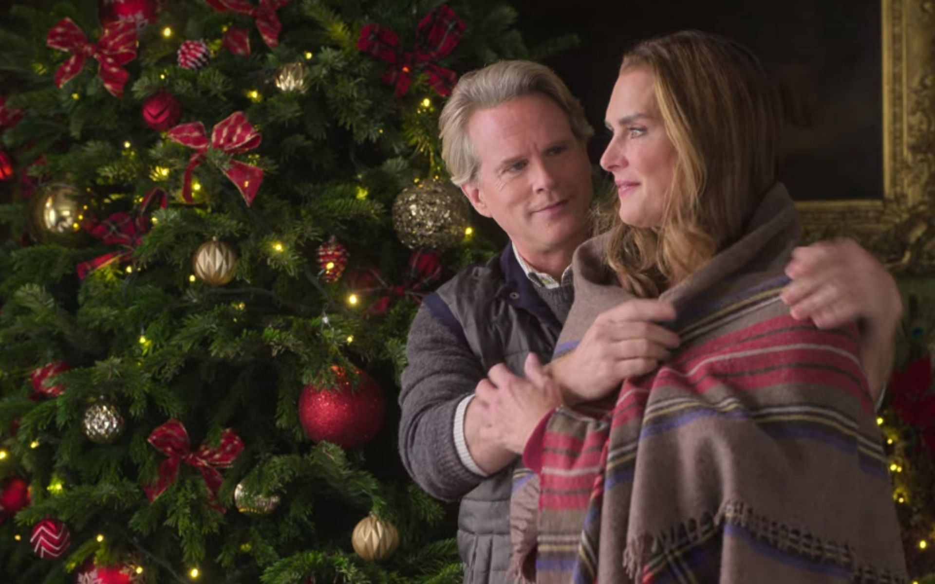 Cary Elwes as Myles and Brooke Shields as Sophie Brown in &#039;A Castle for Christmas&#039; (Image via Netflix)
