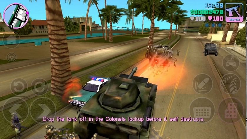 A player driving a tank in GTA Vice City. (Image via Rockstar Games)