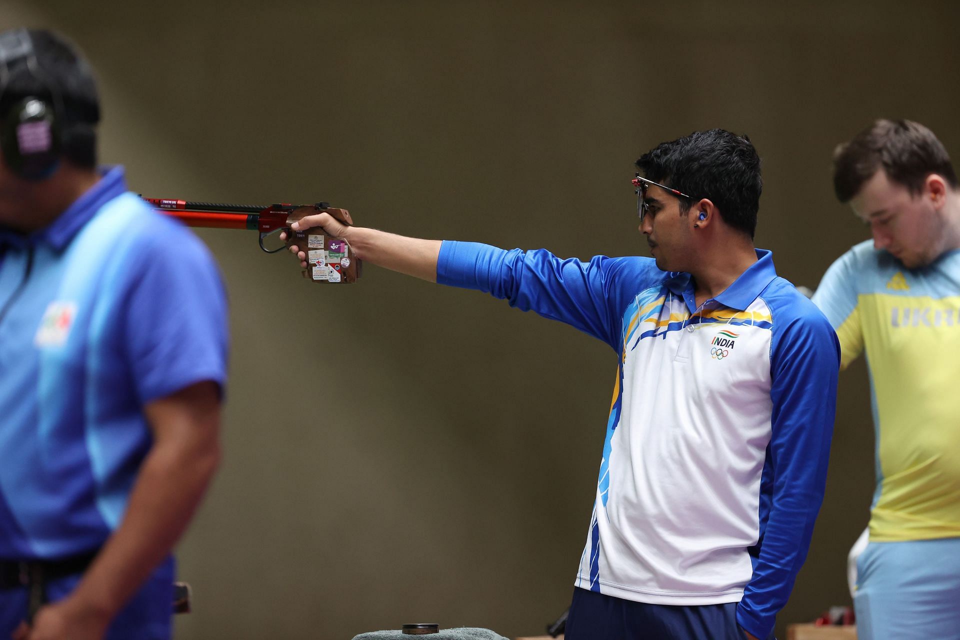 Action from the Tokyo Olympics shooting competition