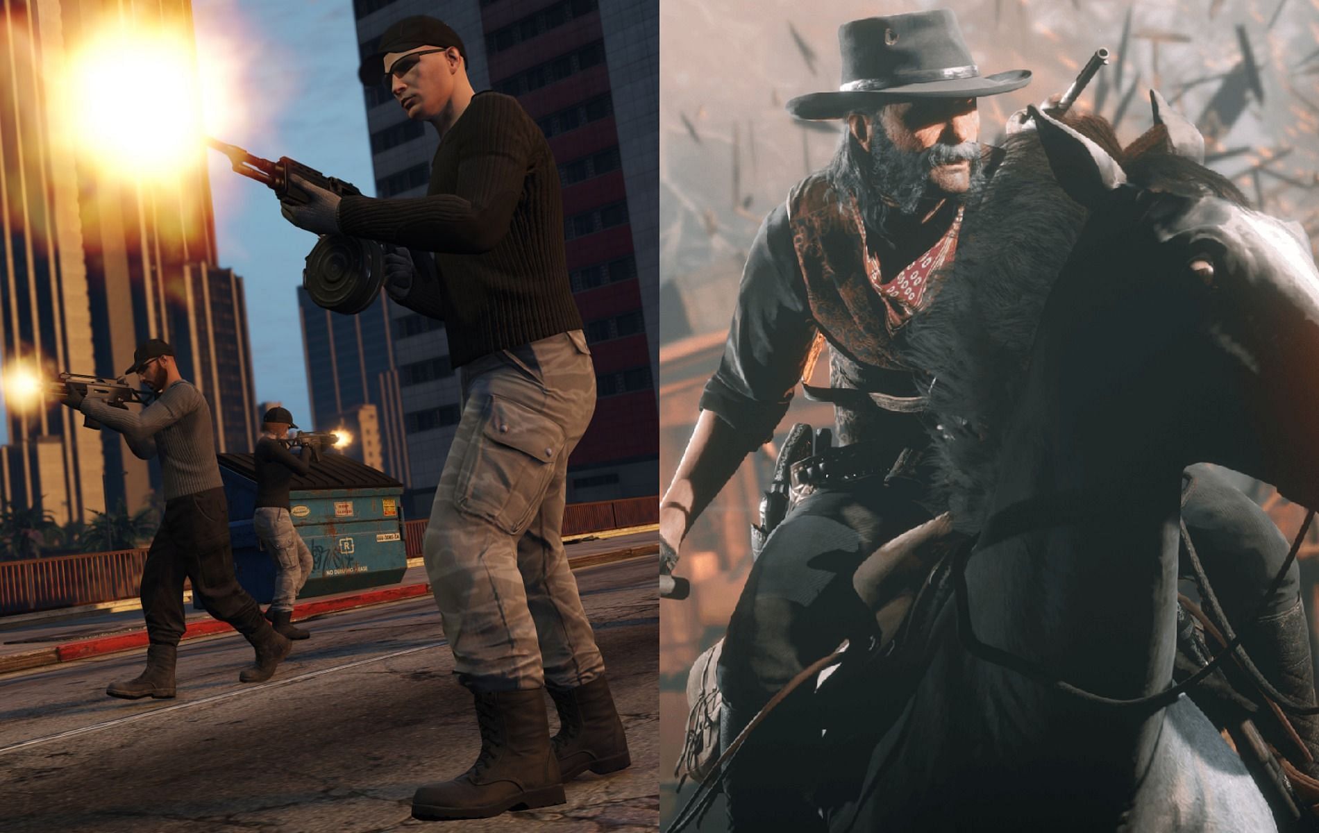 GTA Online and Red Dead Online players can&#039;t play the games right now (Images via Rockstar Games)