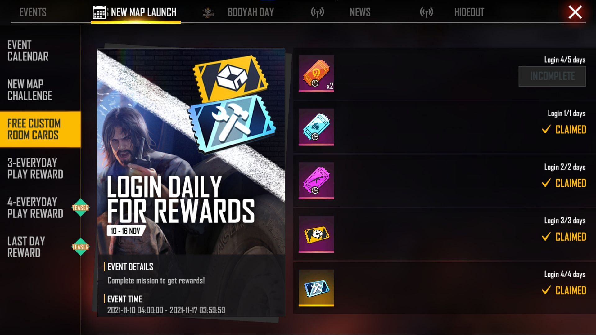 Free Custom Room Cards started a few days back (Image via Free Fire)