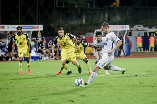 Vladimir Koman netted from the spot as Chennaiyin FC beat Hyderabad FC in their ISL 2021-22 opener (Image credits: Chennaiyin FC)