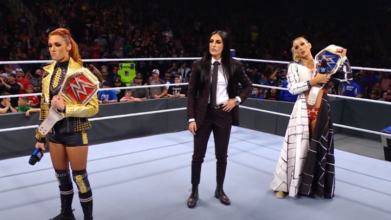 Becky Lynch, Sonya Deville, and Charlotte Flair