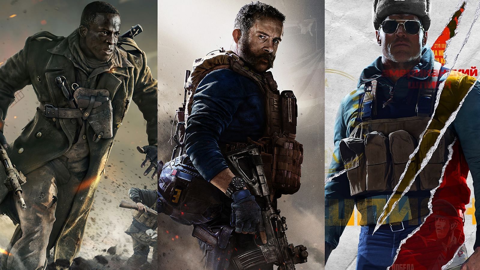 (From left) Call of Duty: Vanguard, Call of Duty: Modern Warfare, Call of Duty: Black Ops Cold War (Image by Activision)