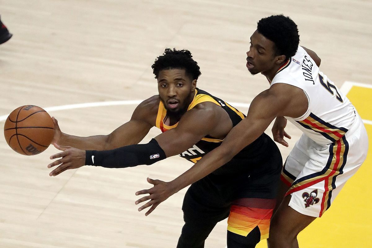 Donovan Mitchell of the Utah Jazz against the New Orleans Pelicans on Friday [Source: Deseret News]