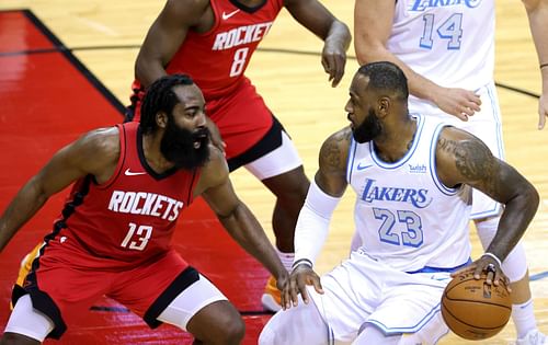 Harden and Lebron James during the former's Houston Rockets days.