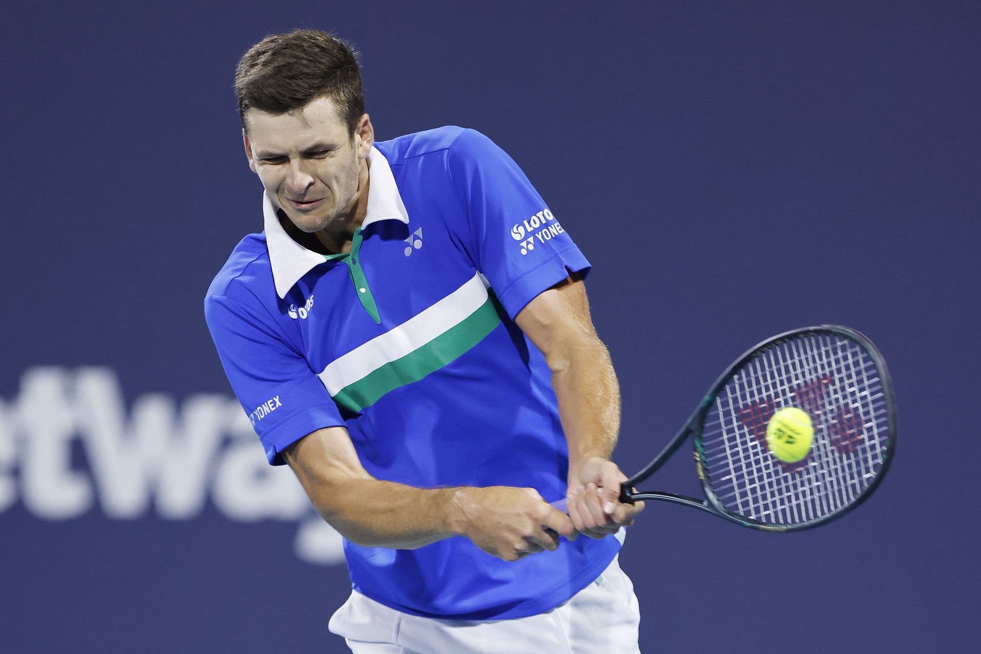 Hubert Hurkacz in action in the Miami Masters earlier this year