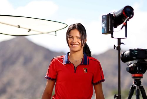 Emma Raducanu during media day at the 2021 BNP Paribas Open.