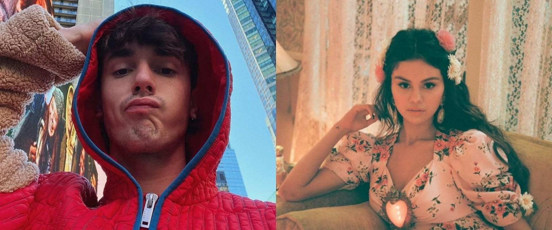 Bryce Hall dragged online for using Selena Gomez for publicity (Image via brycehall and selenagomez/ Instagram)