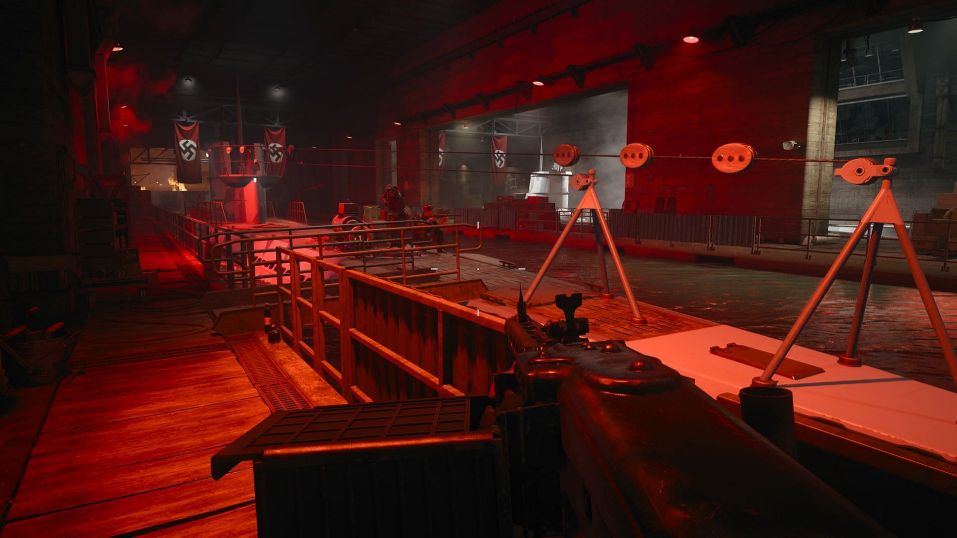 Inside the heavily defended submarine base (Image via Sledgehammer Games/Call of Duty: Vanguard)