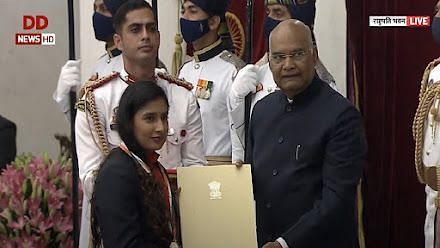 Mithali Raj conferred with Khel Ratna by President Ram Nath Kovind [Image- Screengrab]