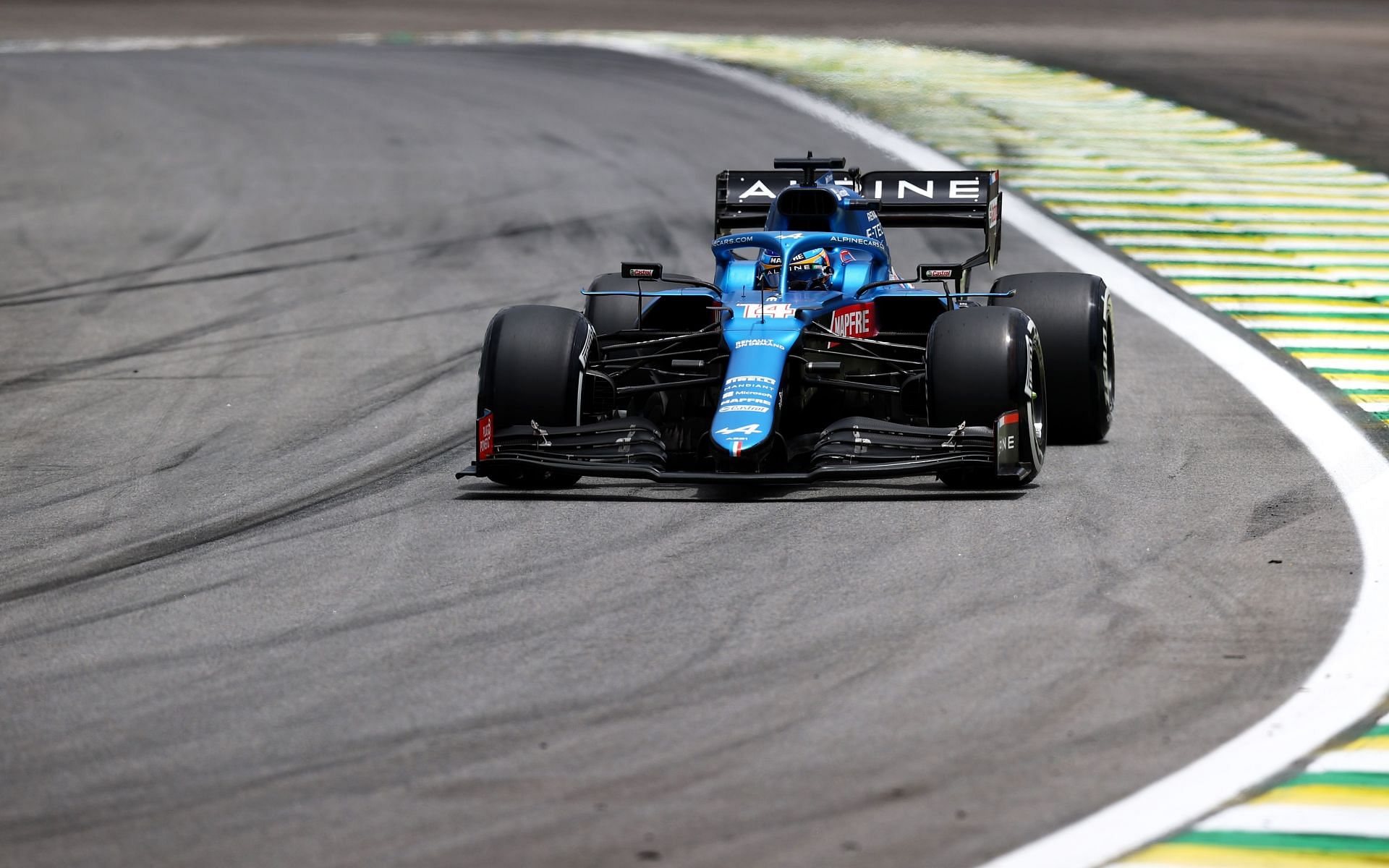 Fernando Alonso was the fastest in FP2 of the Brazil Grand Prix. (Photo by Buda Mendes/Getty Images)