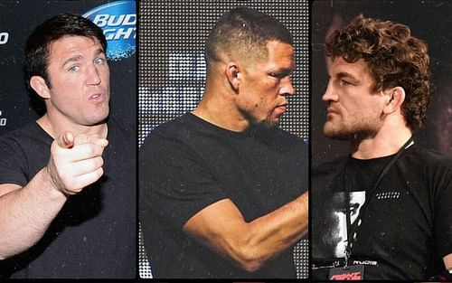 Chael Sonnen (left), Nate Diaz (center), and Ben Askren (right)