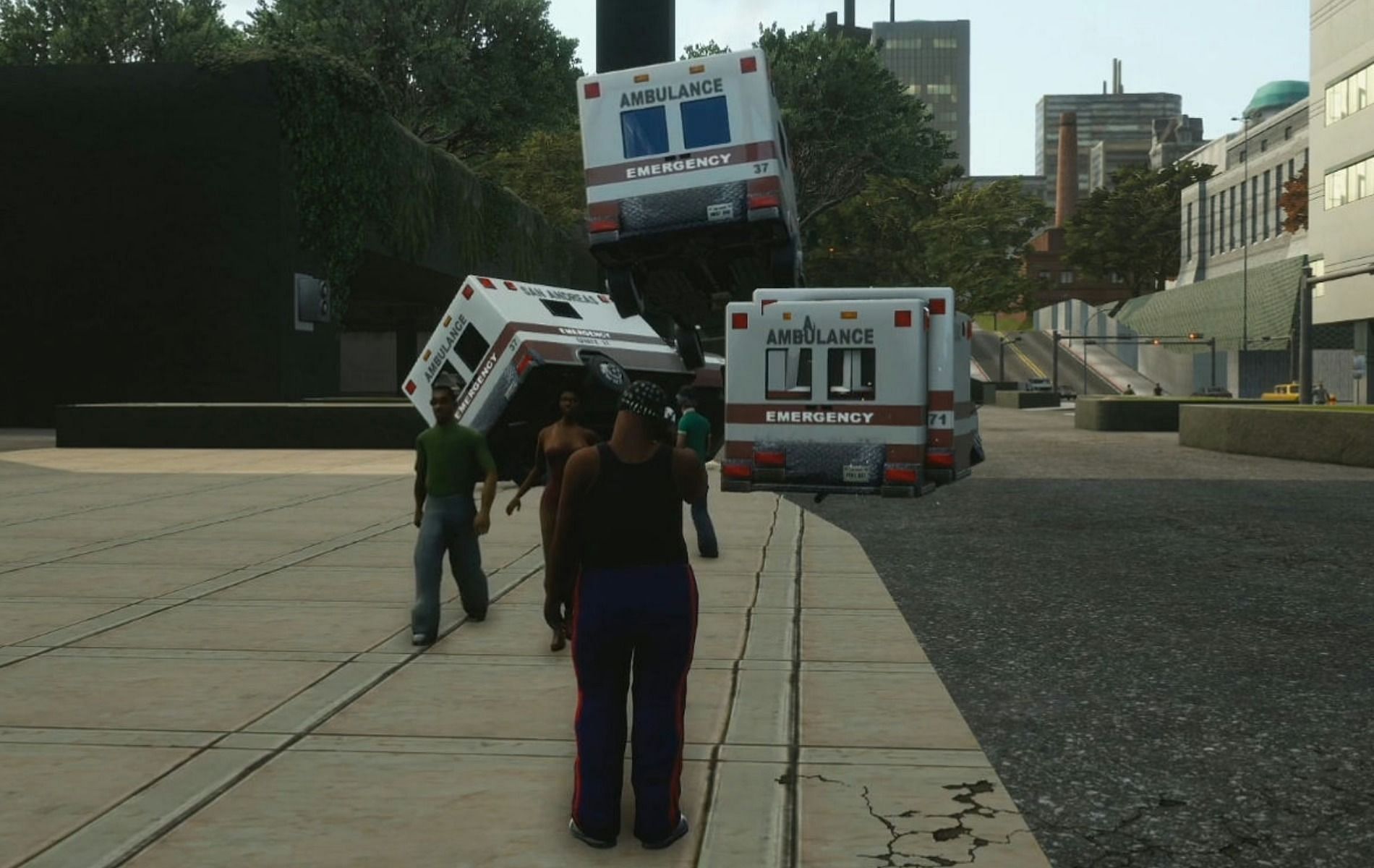 A hilarious bug leftover from the mobile edition of GTA San Andreas (Image via Rockstar Games)
