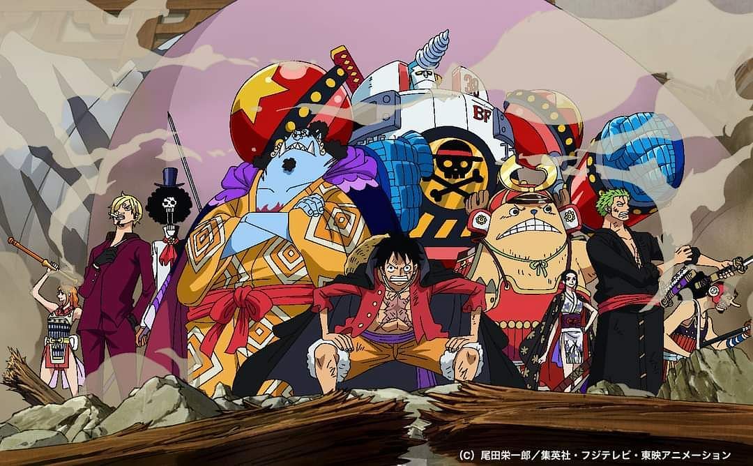 The Straw Hats reunite, as seen in the ending scenes of One Piece Episode 1000. (Image via Toei Animation)