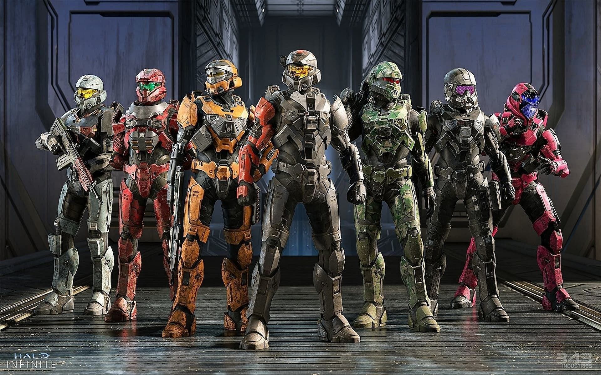 Several multiplayer Spartans in Halo Infinite. (Image via 343 Industries)