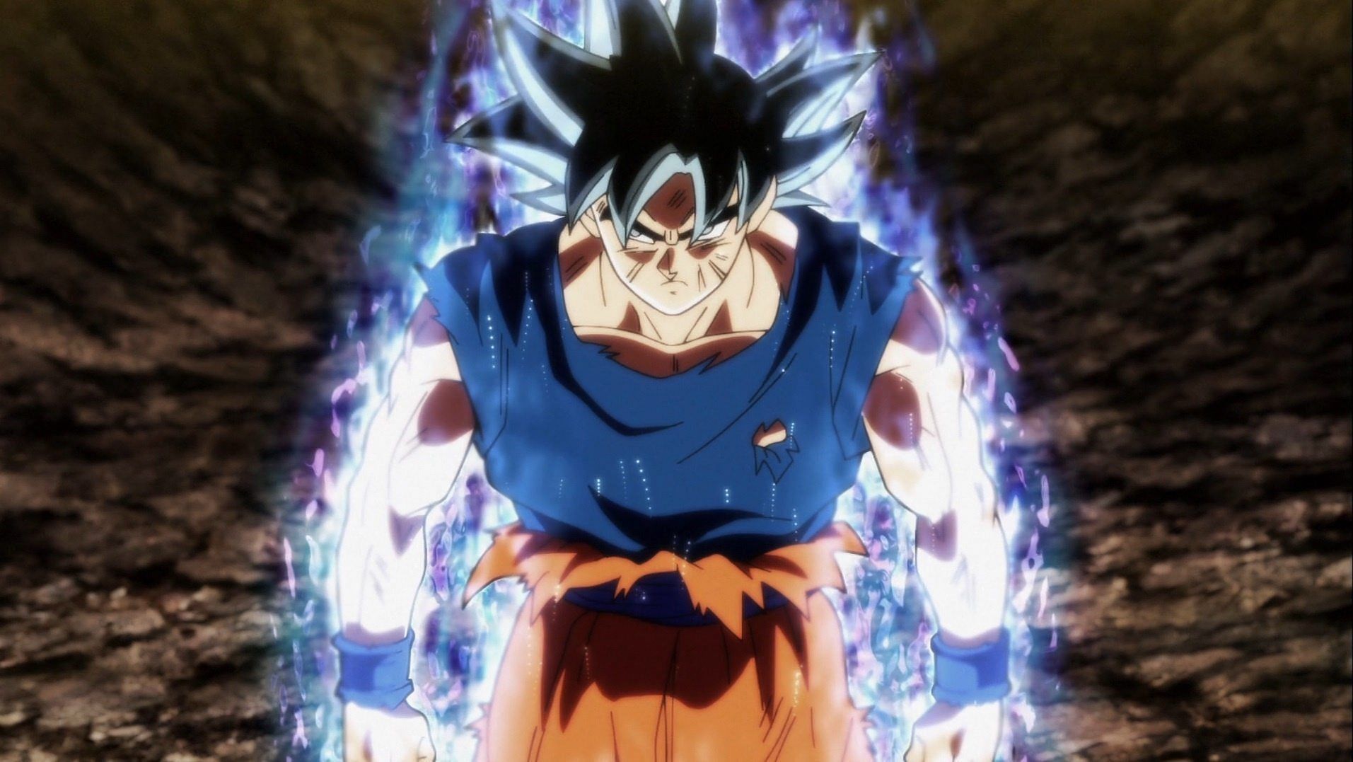 Goku in his Imperfect Ultra Instinct form, as seen in Dragon Ball Super&#039;s Tournament of Power anime arc. (Image via Toei Animation)