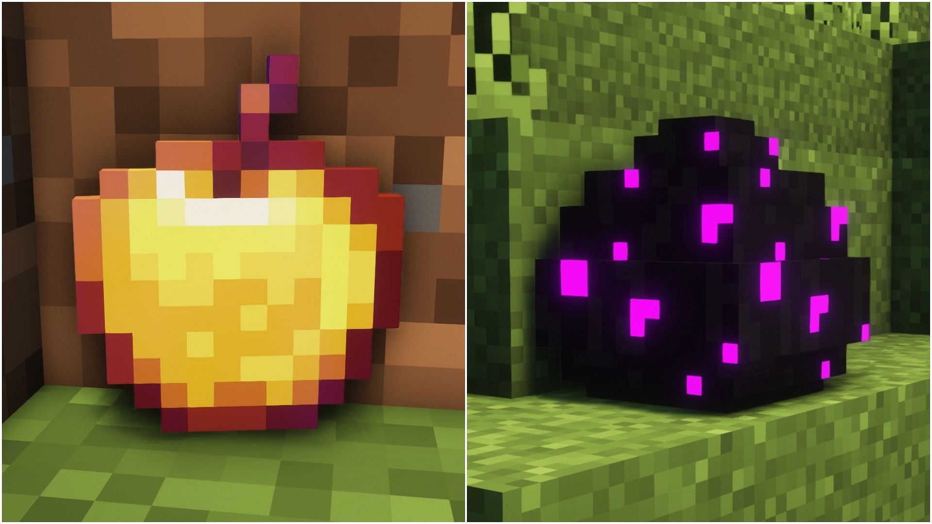 An enchanted golden apple and the dragon egg (Image via Minecraft)