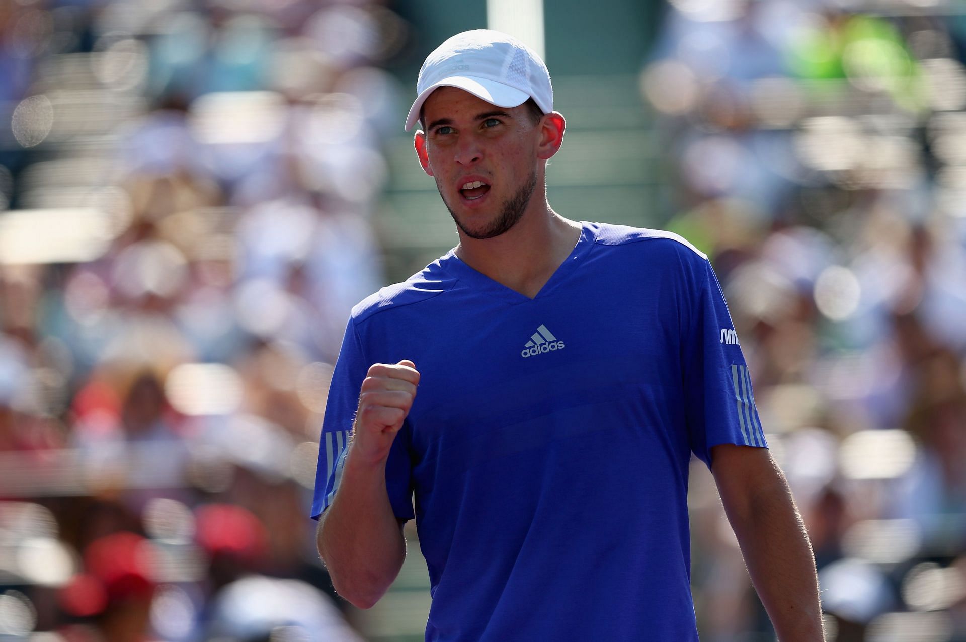 Dominic Thiem celebrating a point during a match at the 2015 Miami Open