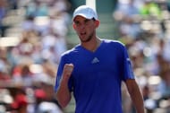 Dominic Thiem celebrating a point during a match at the 2015 Miami Open