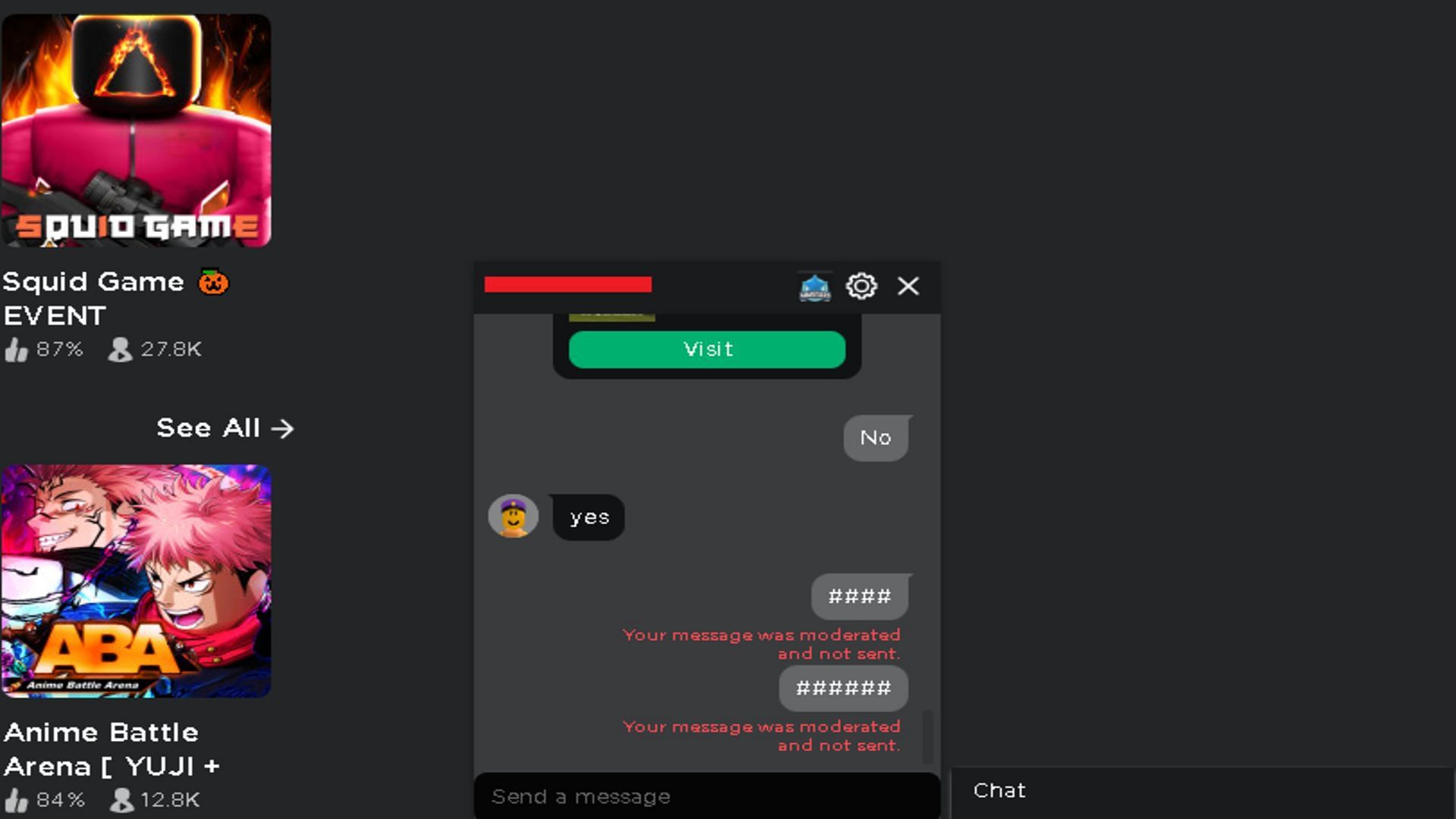 Chat is moderated really well (Image via Roblox)