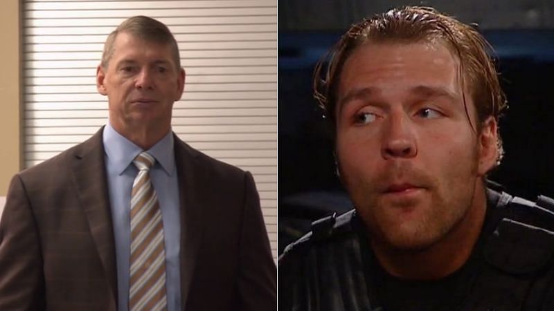 Vince McMahon (left); Jon Moxley f.k.a. Dean Ambrose (right)