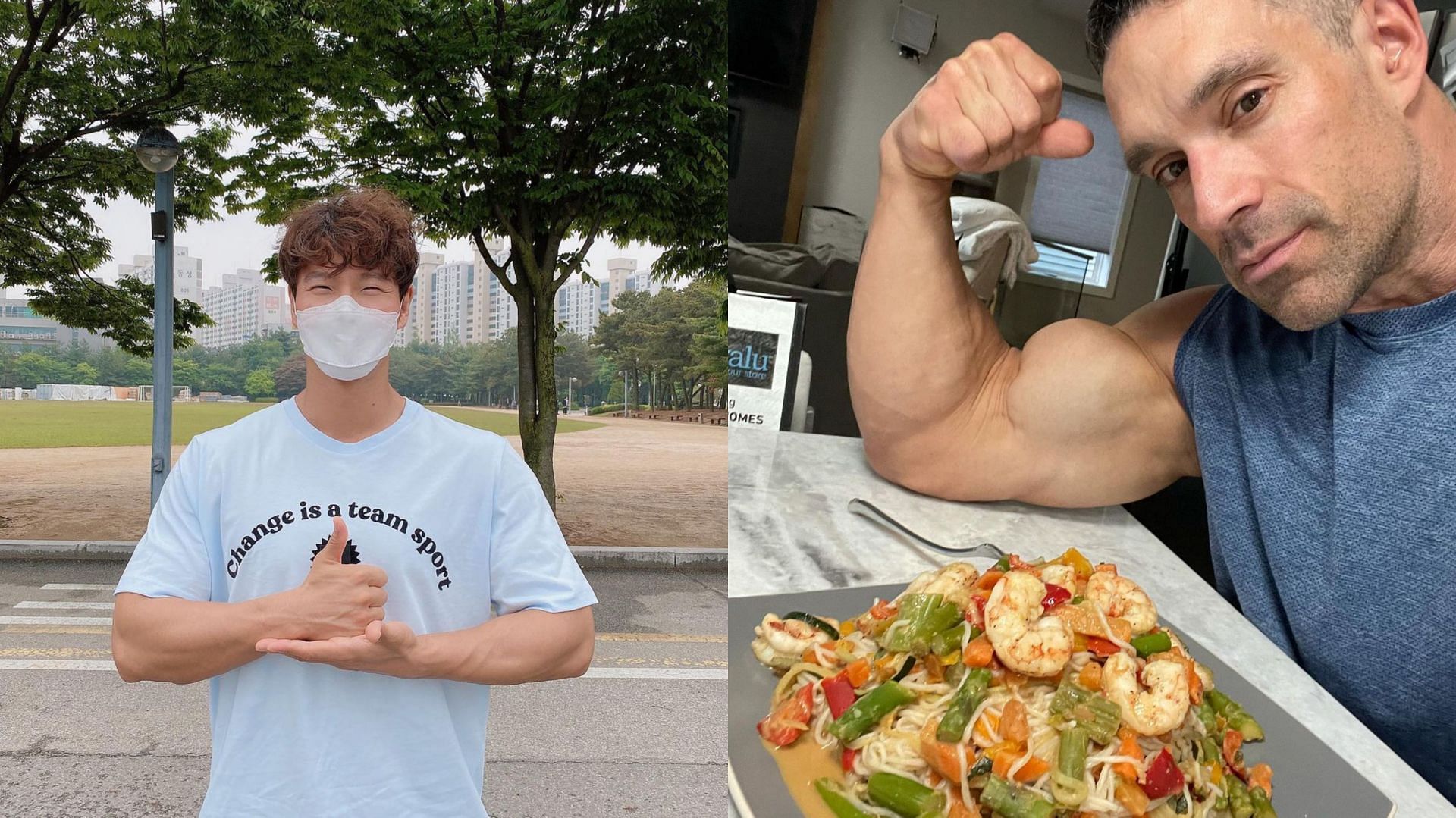 This Fitness YouTuber (right) had claimed that Kim Jong Kook (left) must have used HRT  (Image via Instagram/@kjk76 and @gregdoucetteifbbpro)