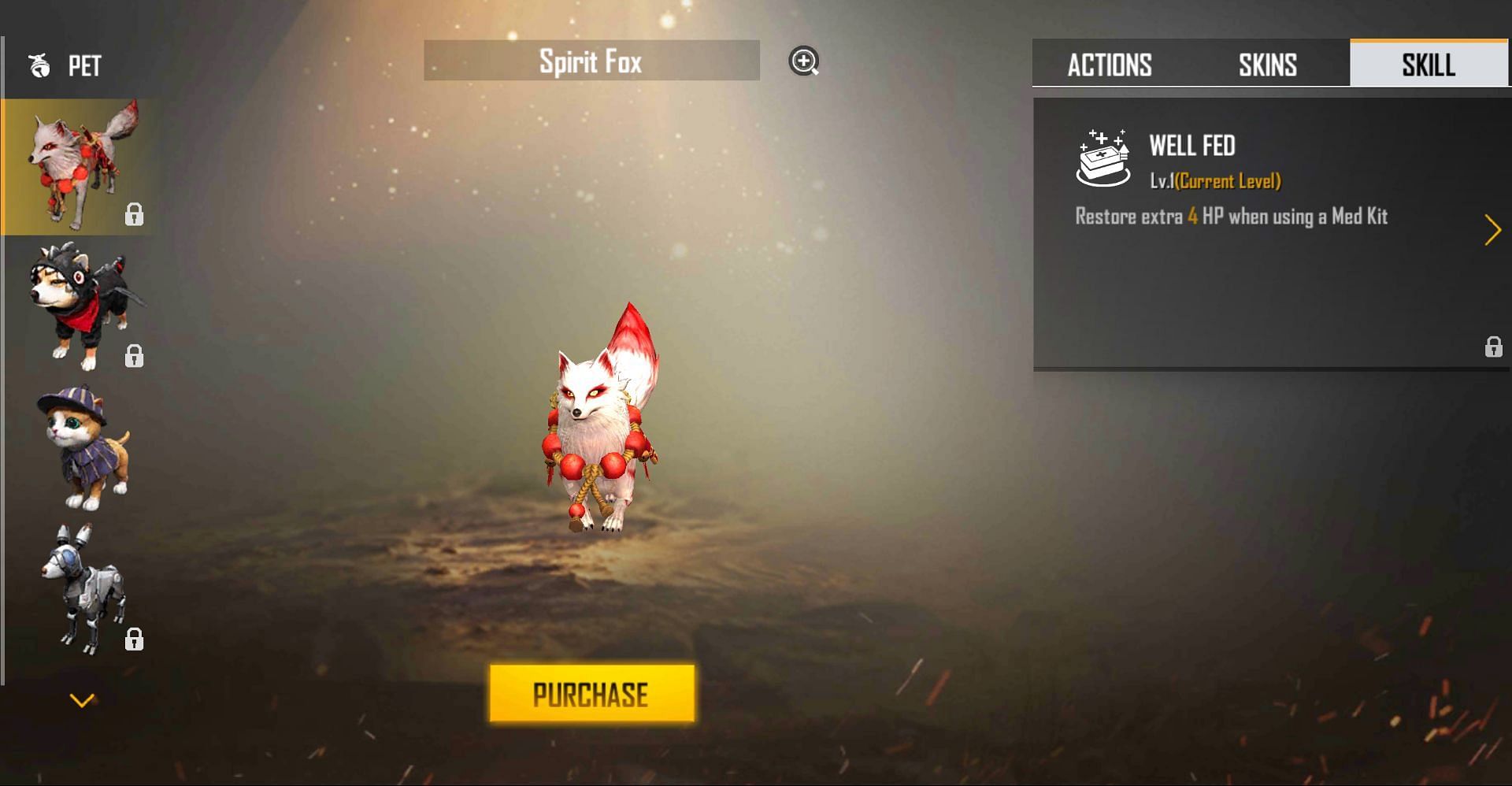 Spirit Fox&#039;s skill is called Well Fed (Image via Free Fire)