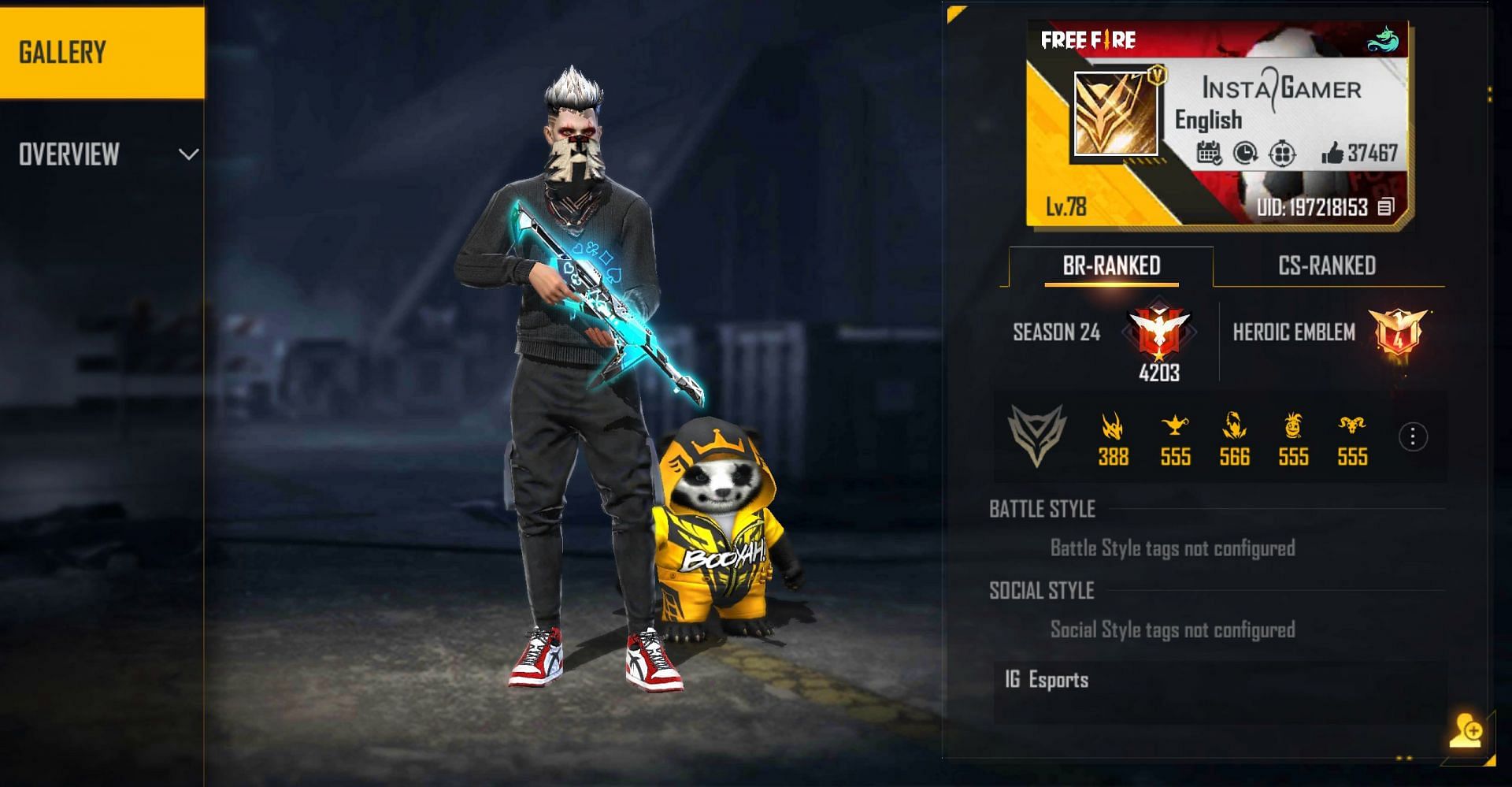 This is Insta Gamer&#039;s ID (Image via Free Fire)