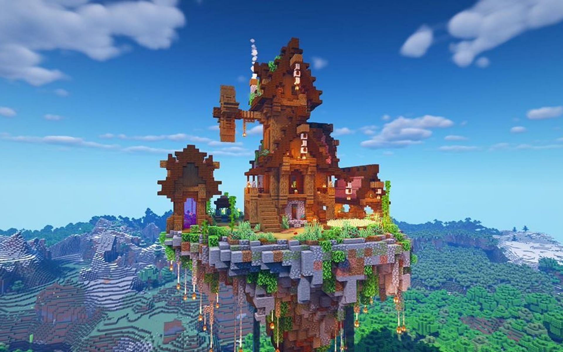An image of a floating island base in Minecraft. Image via MythicalSausage