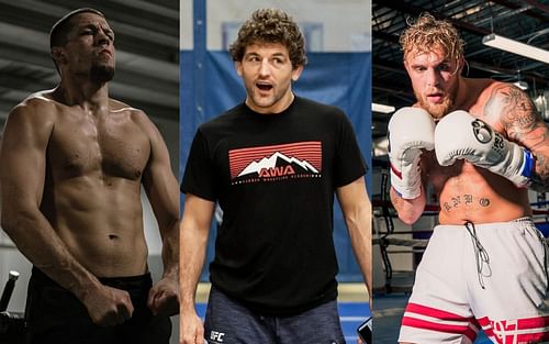 Nate Diaz (left), Ben Askren (middle), Jake Paul (right) [Images courtesy: @natediaz209, @benaskren, and @jakepaul]