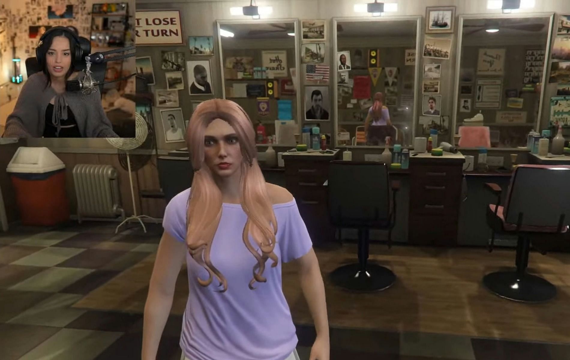 Valkyrae&#039;s latest GTA RP character on her first day (Image via Valkyrae, YouTube)