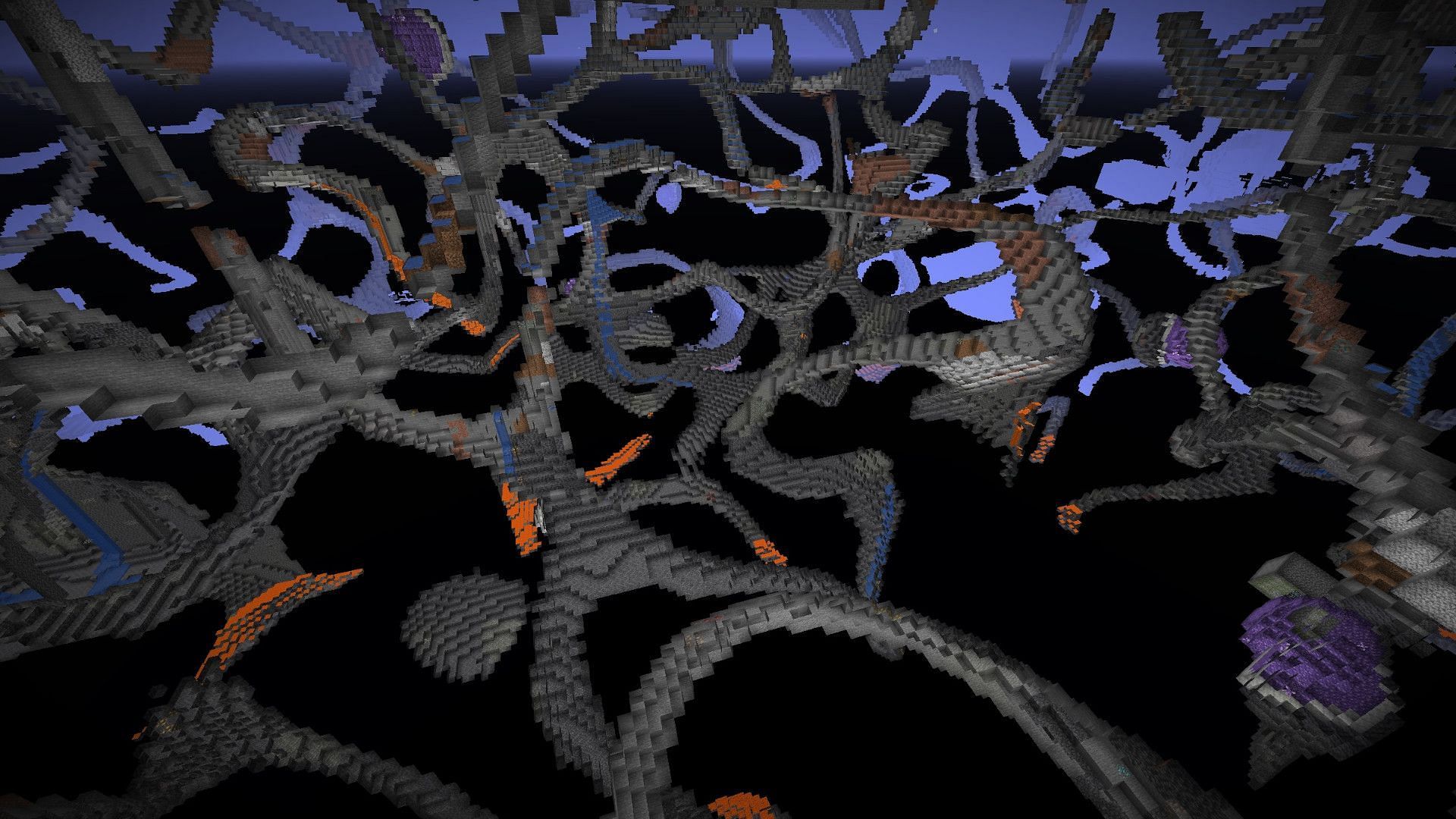 Noodle caves in Minecraft 1.18 (Image via Minecraft)