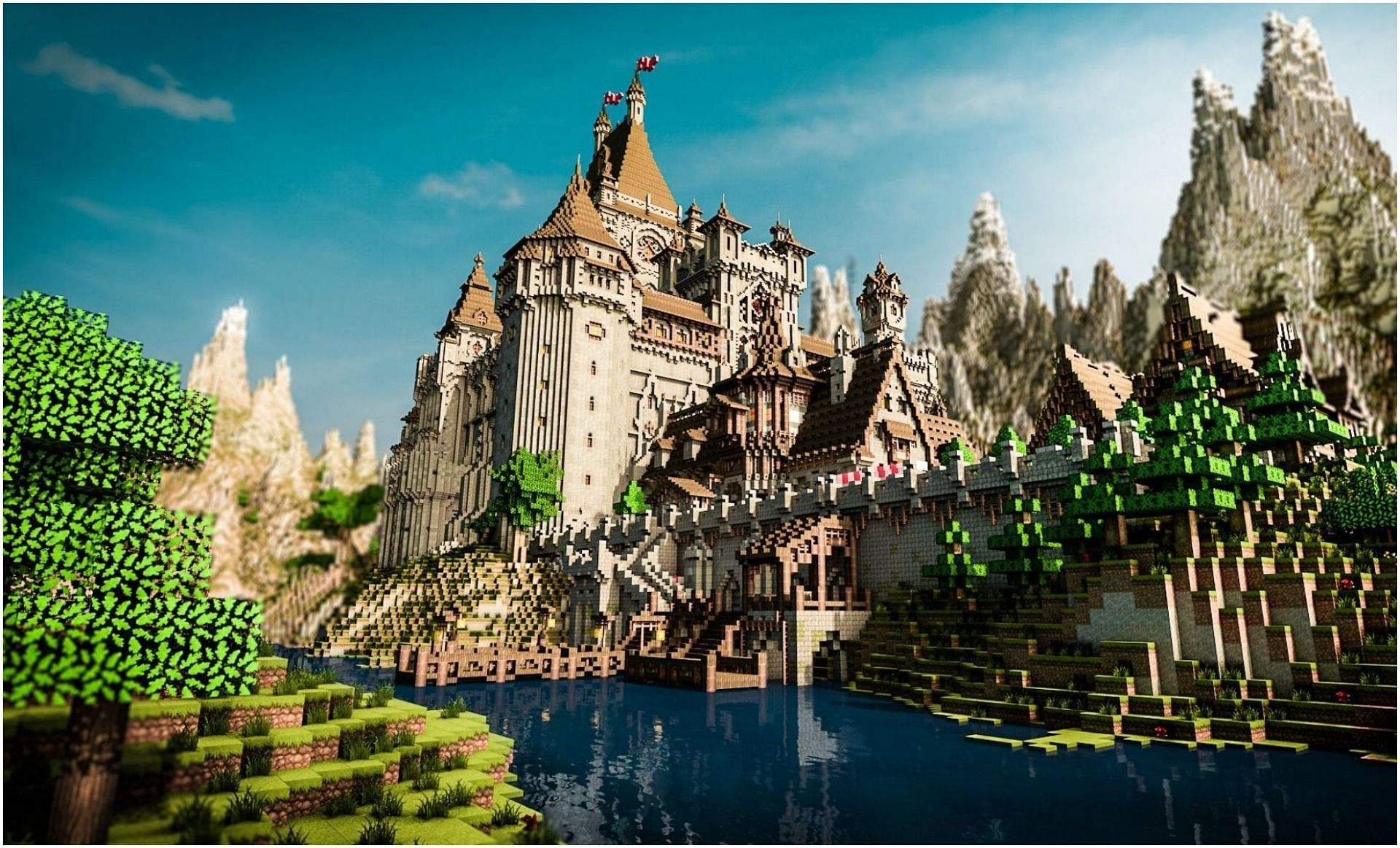 This was a really fun seaside Minecraft Castle Fortress I built on