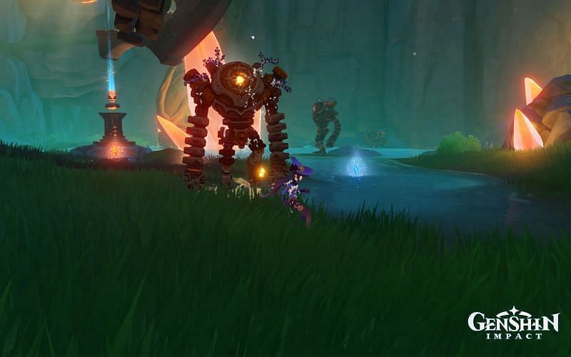 The second wave spawns the three Ruin Golems far from one another (Image via Genshin Impact)