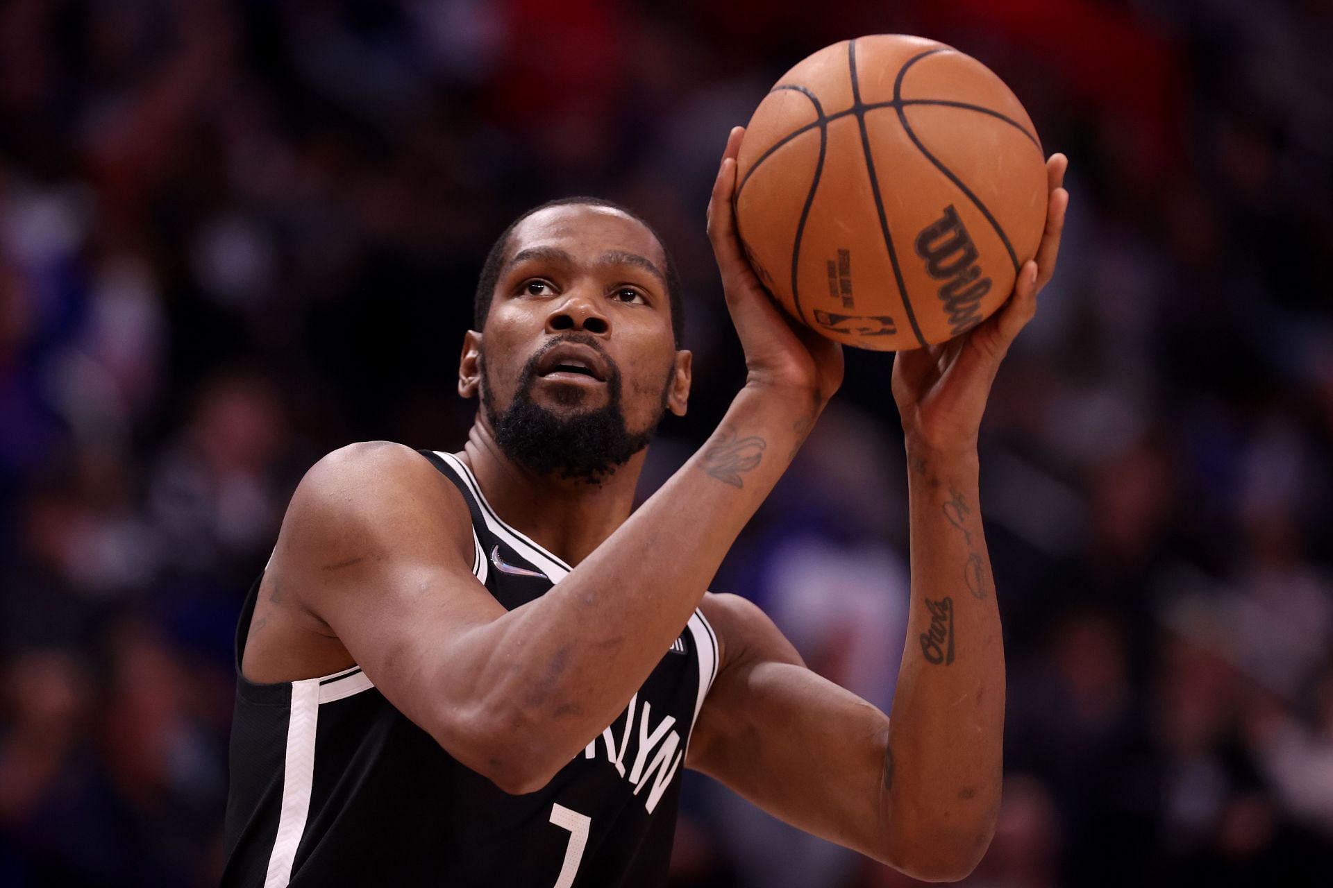 Kevin Durant of the Brooklyn Nets attempting a field goal