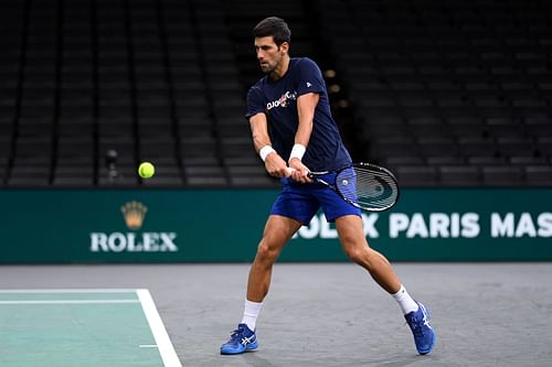 Novak Djokovic at the Rolex Paris Masters - Practice